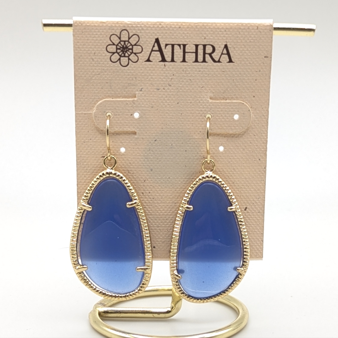Athra Blue Abstract Drop Earrings New